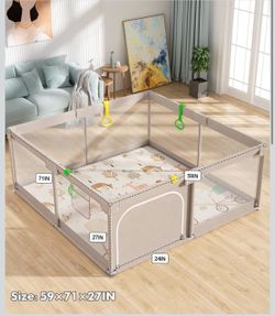 Mloong Large Baby Playpen with Mat – 71” x 59” – Excellent Condition