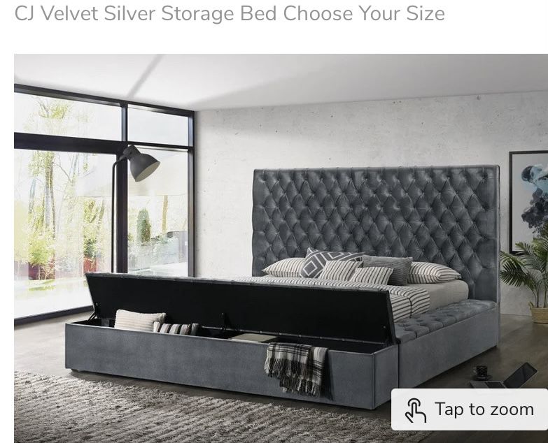 King Size Platform Velvet Bed