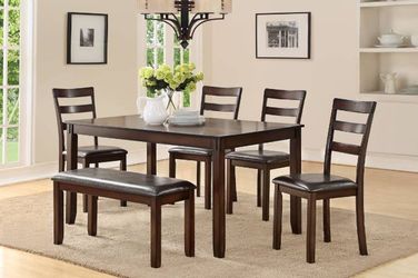 6-PC DINING SET (TABLE / 4 CHAIRS / BENCH) OFFERUP SPECIAL SALE