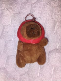 Capybara Strawberry Hat Keychain