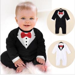 Baby infant boy tuxedo onesie one piece playwear sleepwear