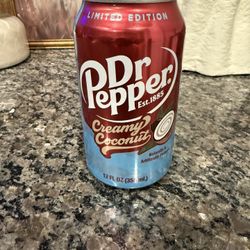 New Sealed Limited Edition Dr Pepper Creamy Coconut Soda 1 Single Can
