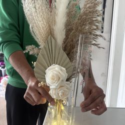 Boho Pampas Centerpieces With Fairy Lights 