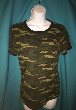 OnFire Camo Shirt On Fire Tee Top Army Green Black Sz L LargeTeen Jrs #17