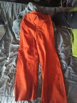 Orange Suede Leather Welding Pants- Pantalones de Soldadura
