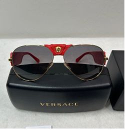 VERSACE NWT UNISEX RED GOLD MEDUSA SUNGLASSES WITH CASE BOX