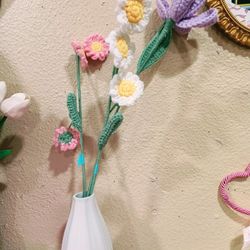 Crochet Flowers In Vase