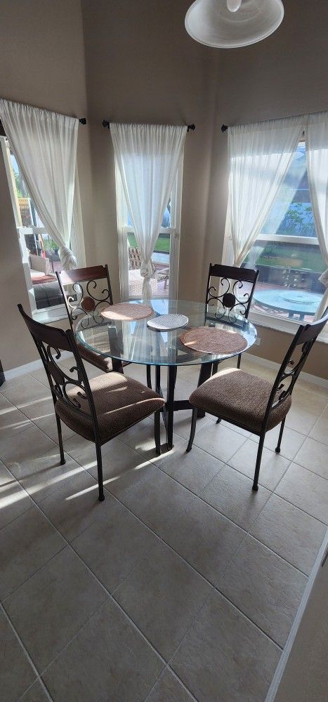 Glass Top Breakfast Table with Chairs