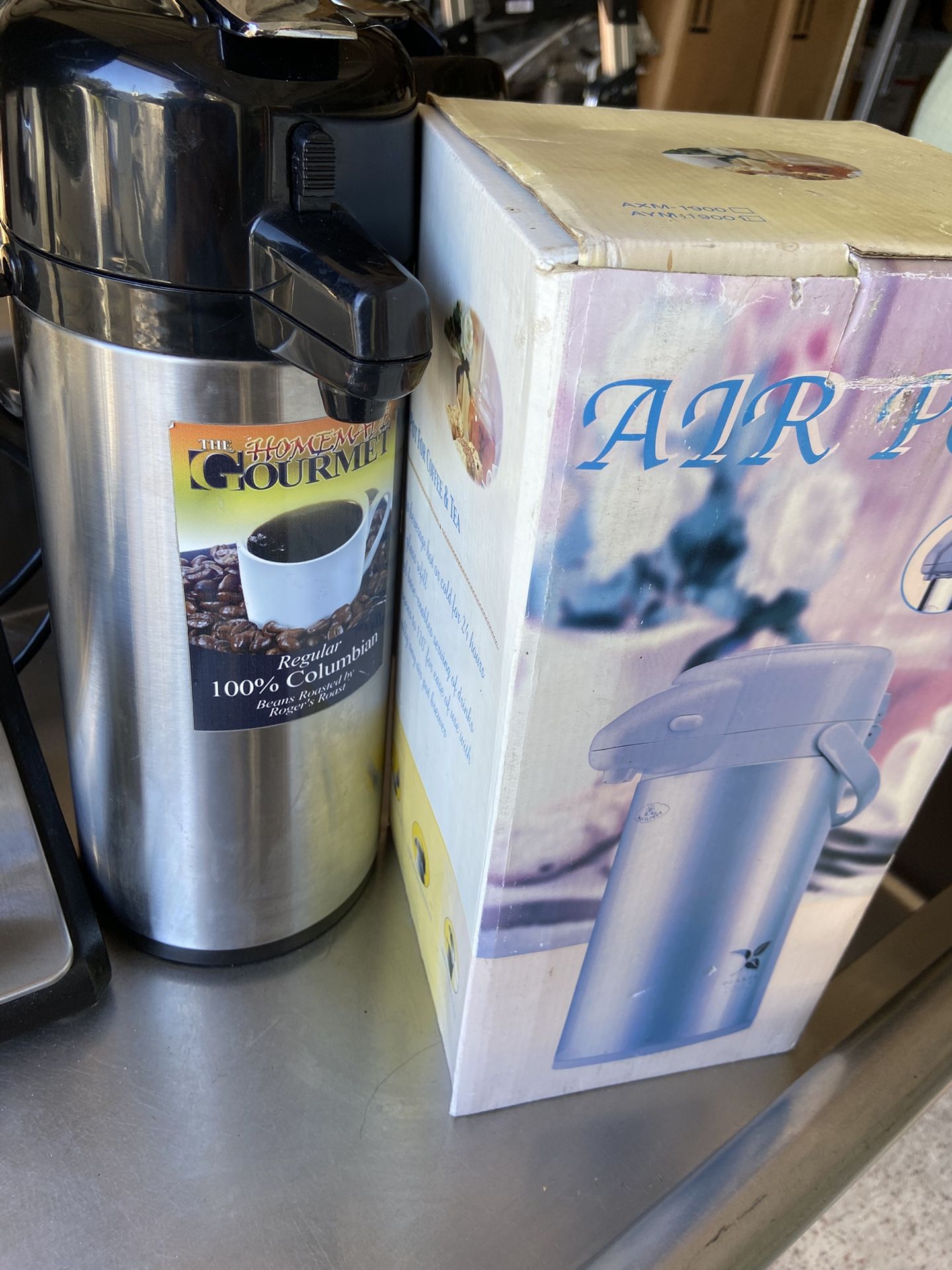 New Set of 3 Stainless Steel Vacuum Air Pot Beverage Dispenser For Coffee and Tea