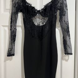 LACE SLEEVED CORSET TOP MINI DRESSS