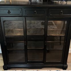  Brown/Black Glass Curio Cabinet with Lights