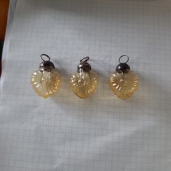 antique/vintage yellow mercury glass Christmas ornaments lot of 3