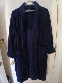Izod navy blue plush fleece lounge robe