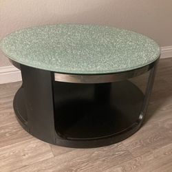 Nice Crackled Glass Coffee Table  $80