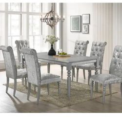 7 Piece Dining Table Gray/silver 