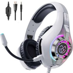 NEW! Gaming Headset for Ps5 Ps4 Switch Xbox PC, RGB Light, Noise Canceling Mic, Surround Sound