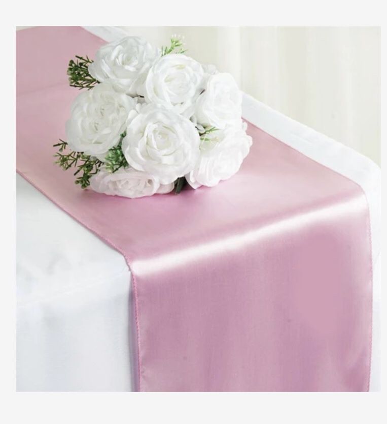 NEW Pink Satin Table Runner 12”x108” (qty 15)
