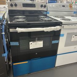 GE 30 in. 4 Burner Element Free-Standing Electric Range in Stainless Steel