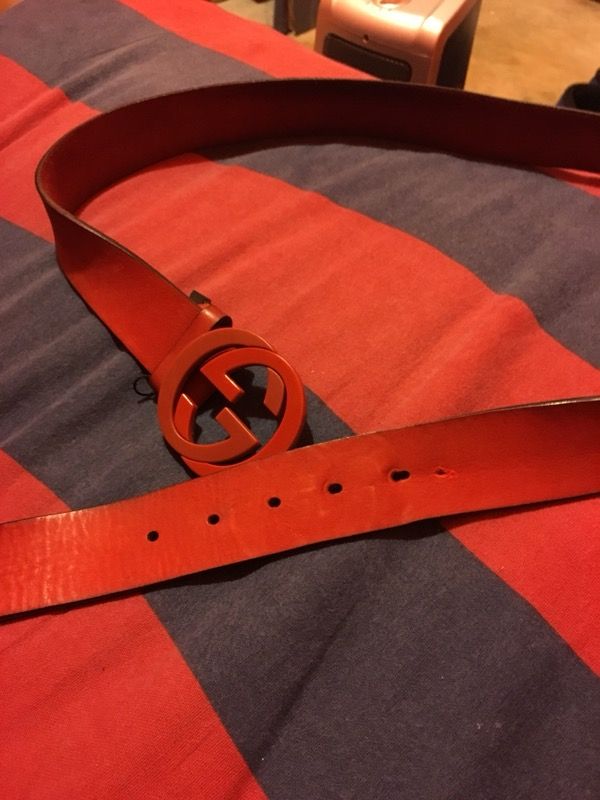 Red leather Gucci belt size 32