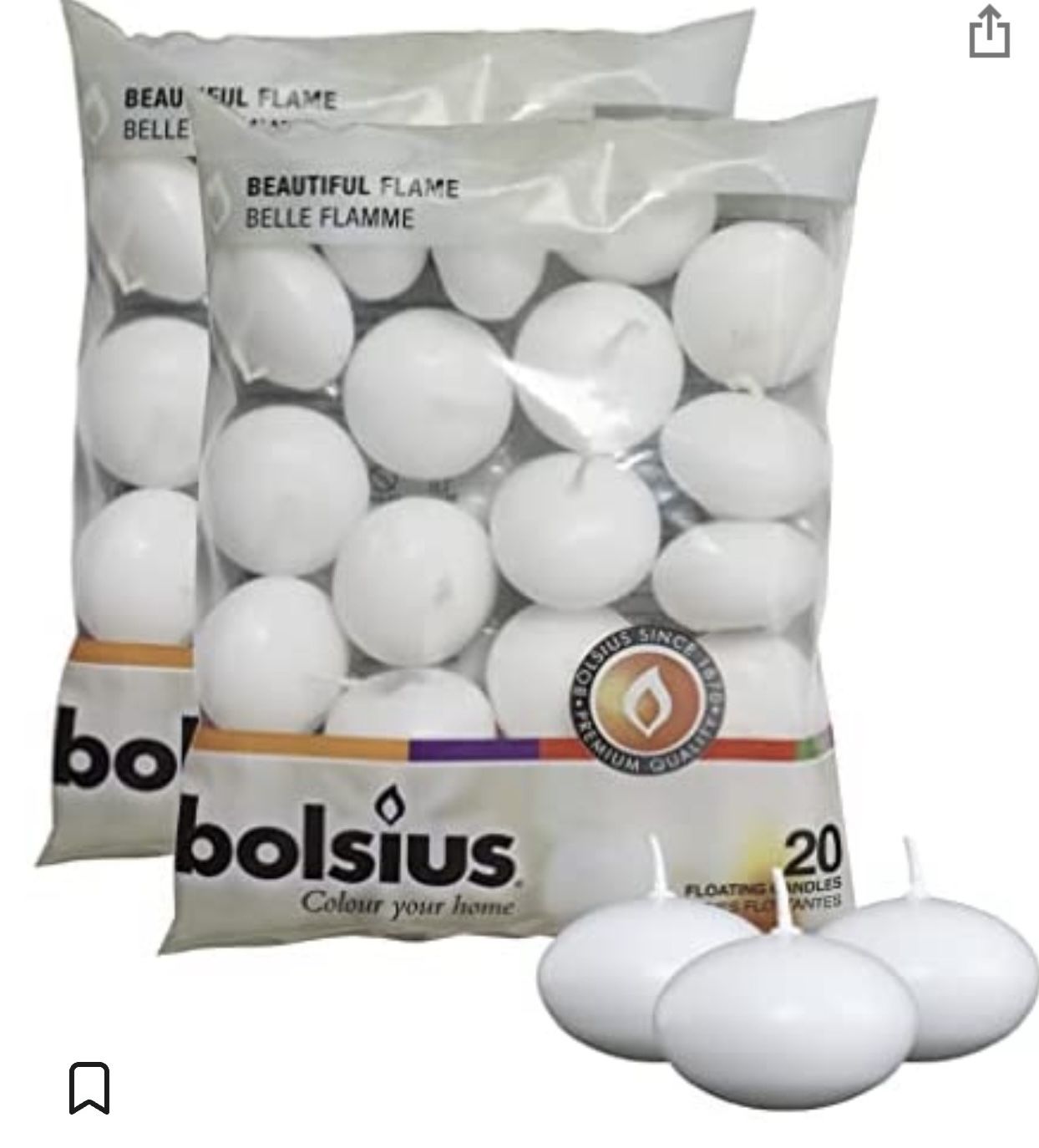 (Qty 40) Bolsius unscented 1.75” floating candles (New)