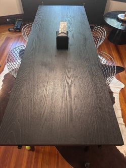 Solid Walnut Wood Dining Table with Four Chairs-Fit up to 8 chairs