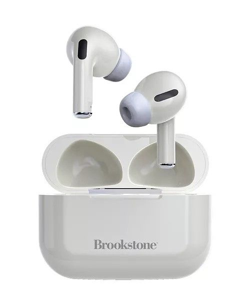 Brookstone Touchpro True Wireless EARBUDS Re-Chargable WHITE