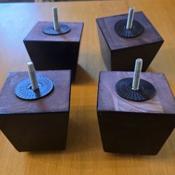 Home Decor / DIY - Set of 4 Wood Bun Feet Square Sofa / Couch / Loveseat Table Legs