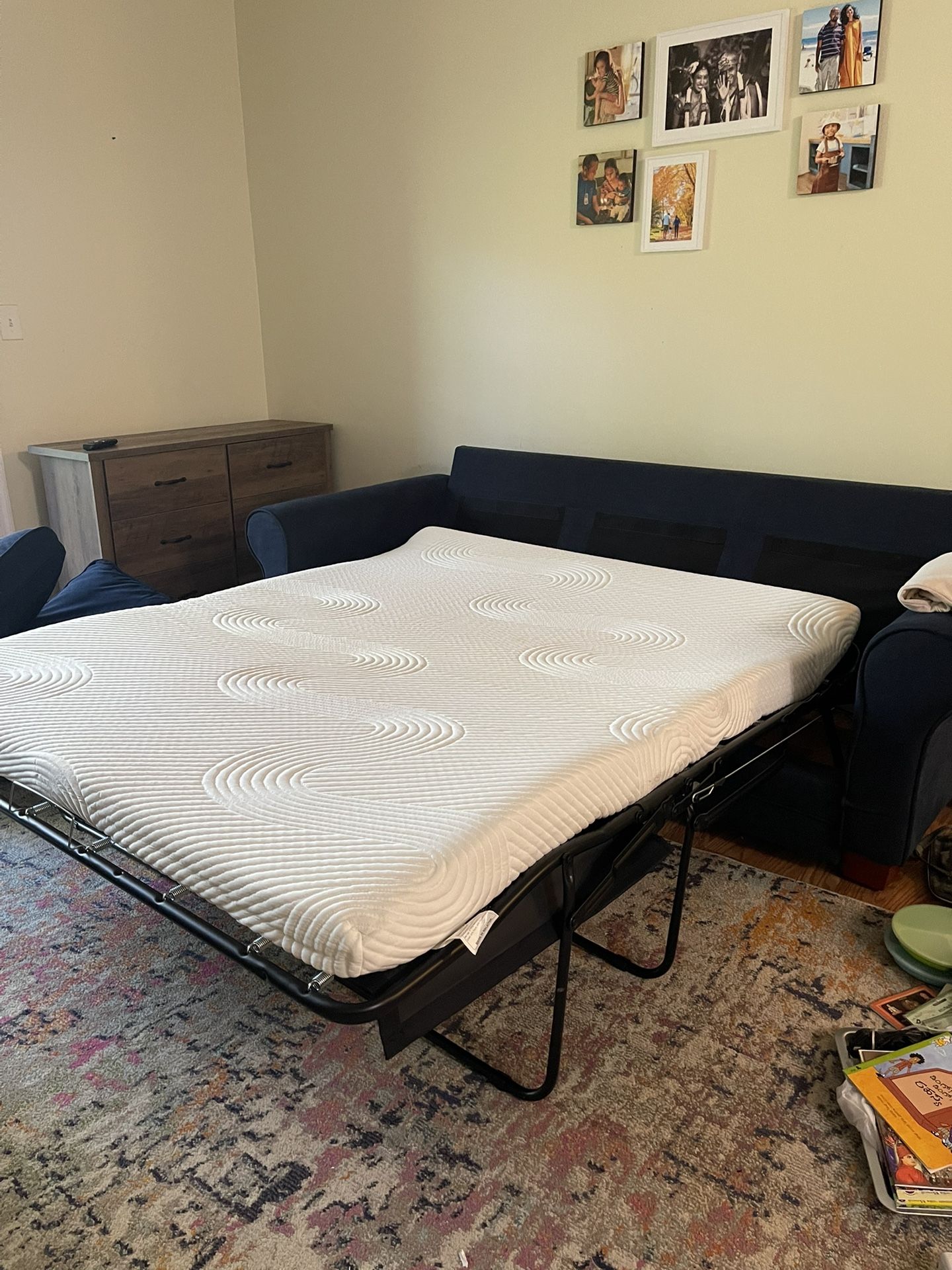 Sofa With Pullout Bed And 4 Pillows