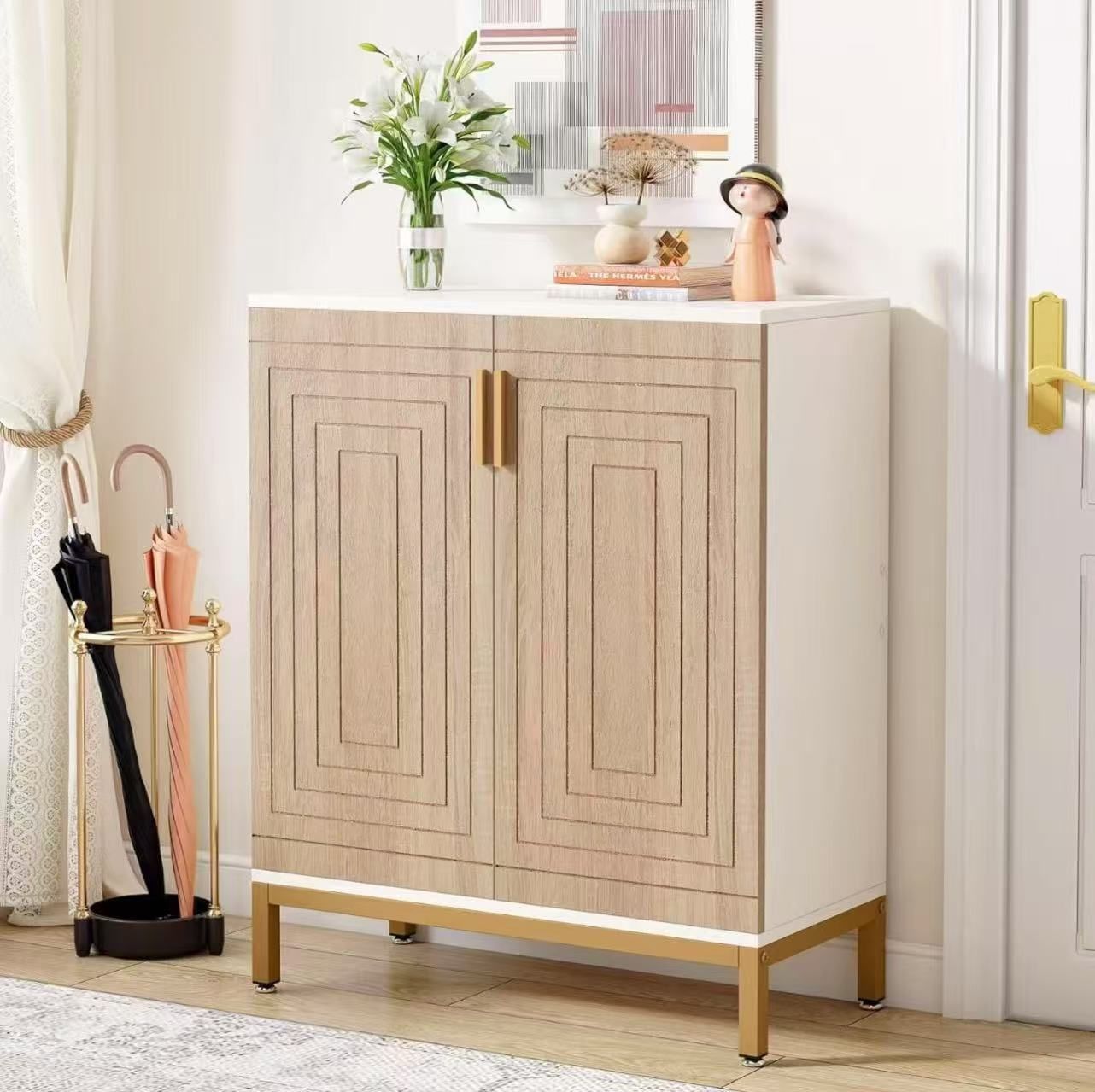 New assembled Shoe Cabinet with Doors, 20 Pairs Entryway Shoe Storage Cabinet with Shelves, 5-Tier Modern Free Standing Shoe Racks Storage Organizer f