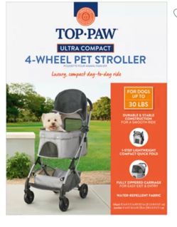 Top Paw® 4-Wheel Pet Stroller - Stroller for Dogs & Stroller for Cats