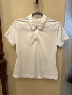 NIKEGOLF Women White Fit Dry 1/4 Zipped Polo Top Size Medium