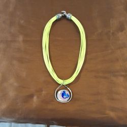 Sterling Silver Dichromic Glass Amulet Necklace 