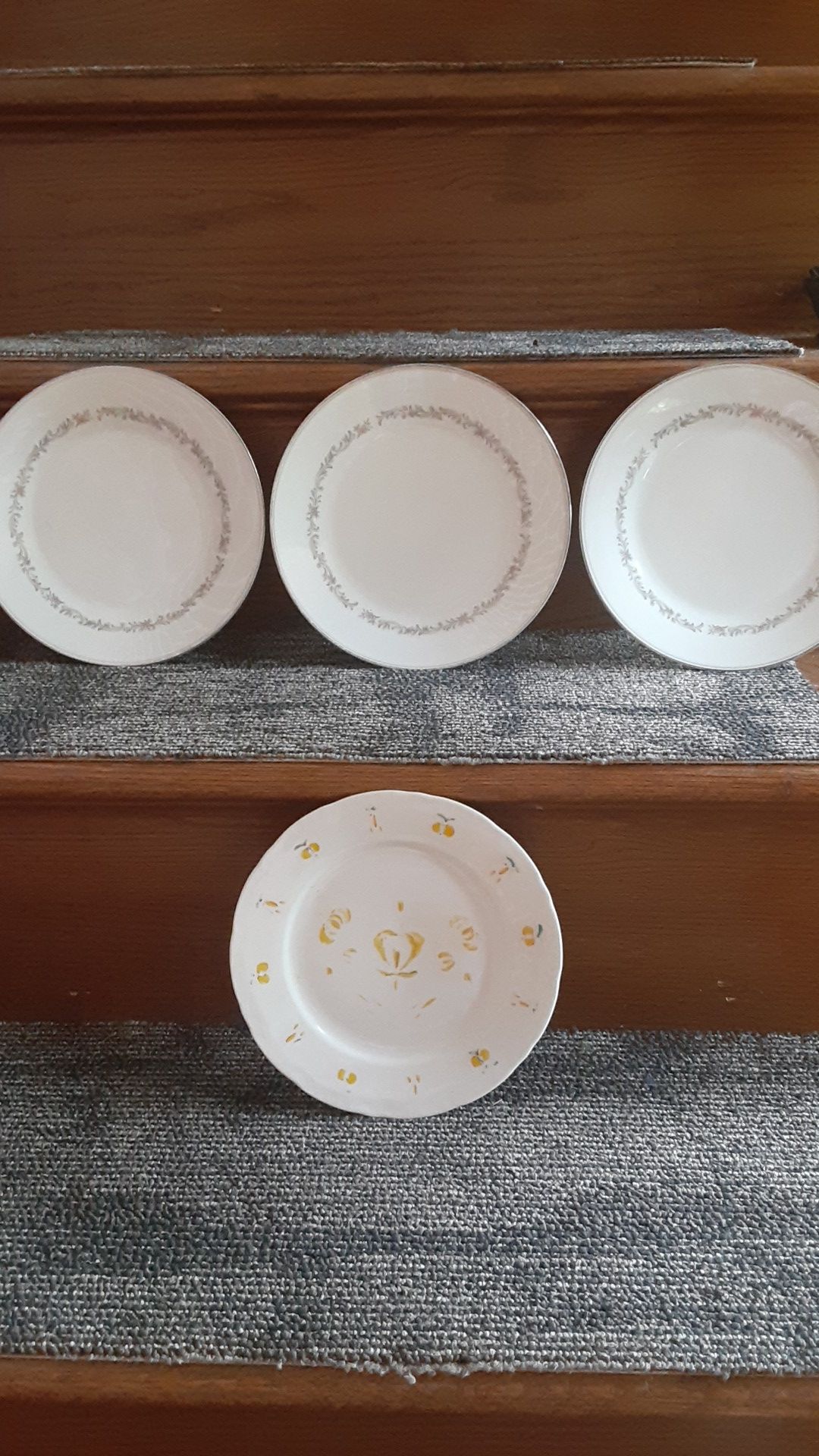 3 NORITAKE SALAD PLATES AND ONE HANDPAINTED GERMAN PLATE