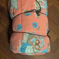 “Vintage 1970s Prince Gardner Holly Hobbie-Style Bonnet Girl Peach Sleeping Bag w/ Kittens - Excellent!”