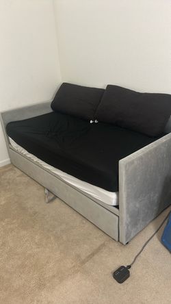 Twin size gray upholstered daybed frame