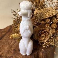 Vintage Collectible Avon Cotillion Original Cologne Milk Glass Poodle Dog Figurine