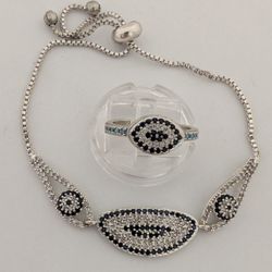 Evil Eye Bracelet And Ring Set