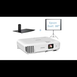 EPSON VS260 SVGA 3,200 Lumens Color Brightness PROJECTOR w/ STAND and SCREEN