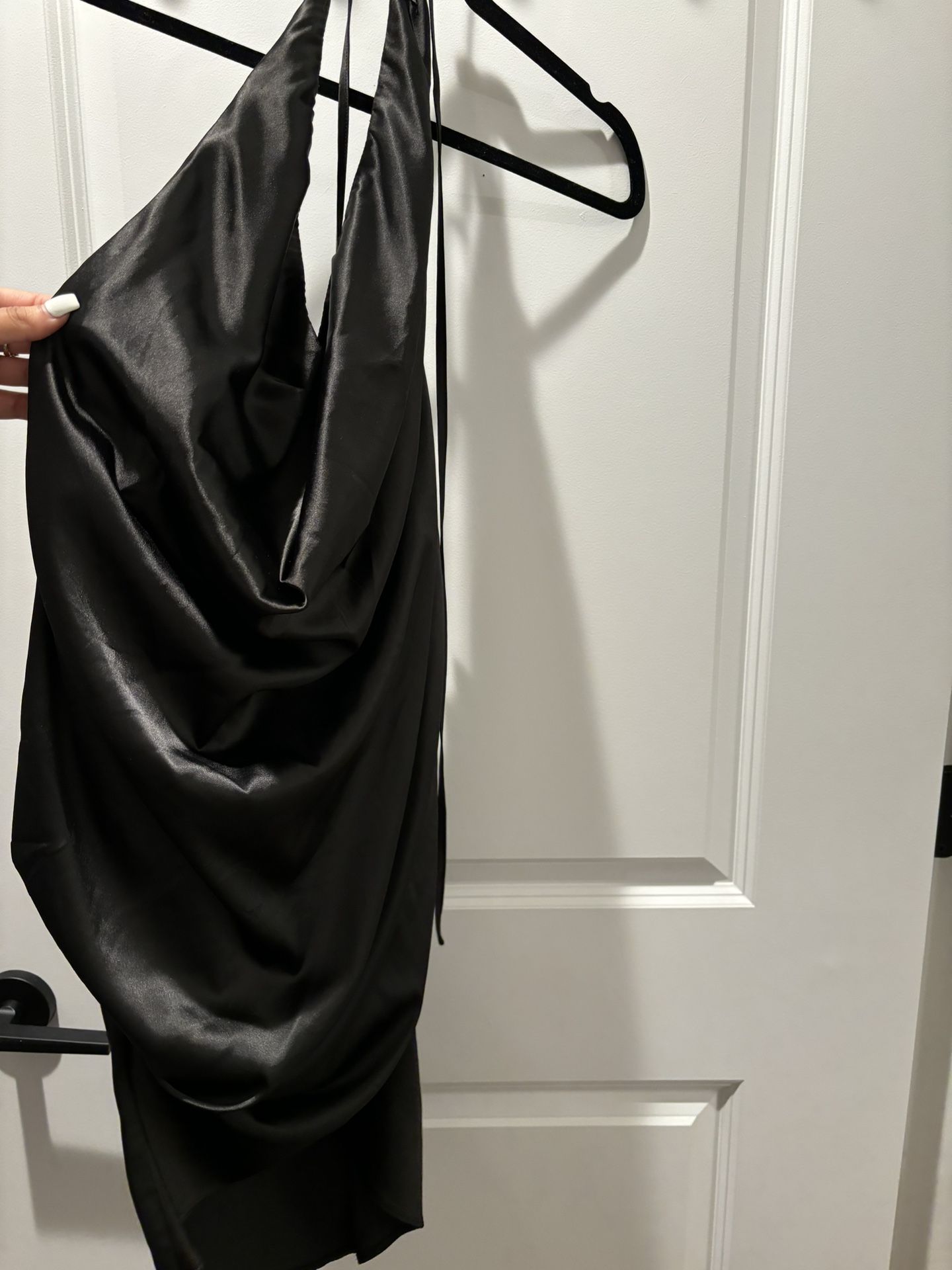Black Mini Party Dress Open Back