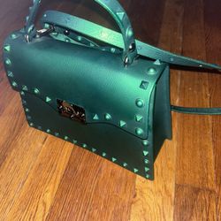 Studded Forest Green Handbag