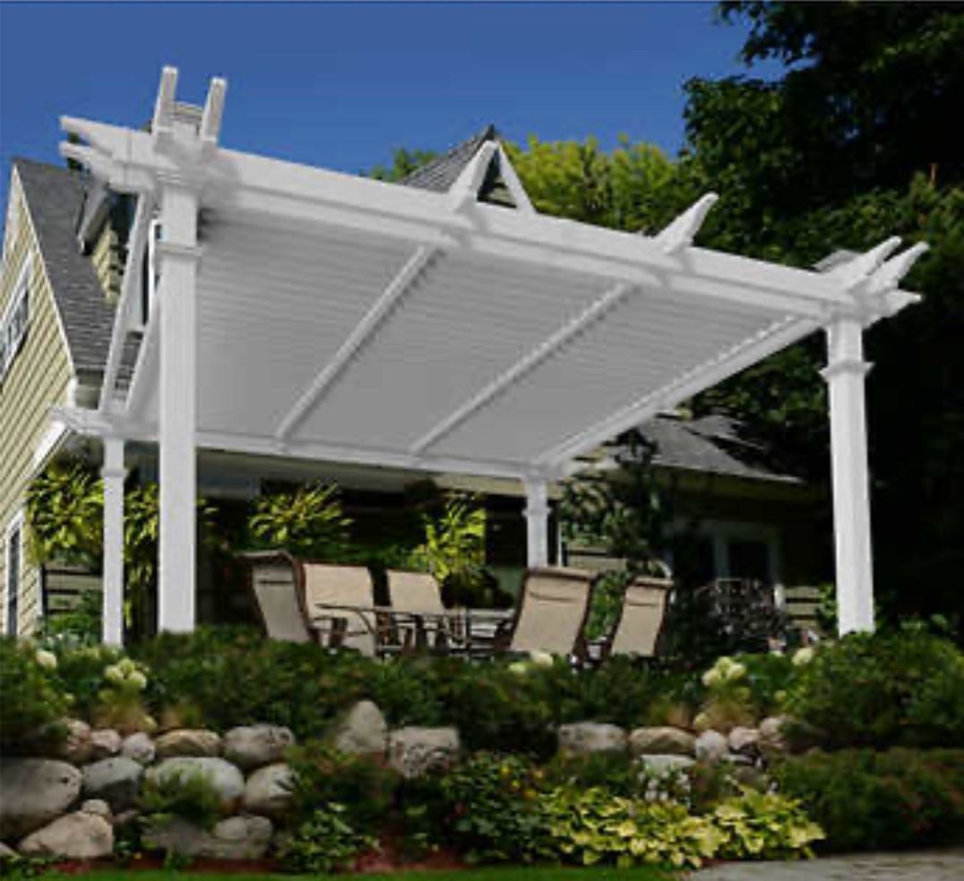 *Vita Brandenburg Louvered Vinyl Pergola-New In Box!