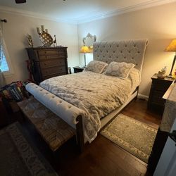 Upholstered Sleigh Queen Bed Frame
