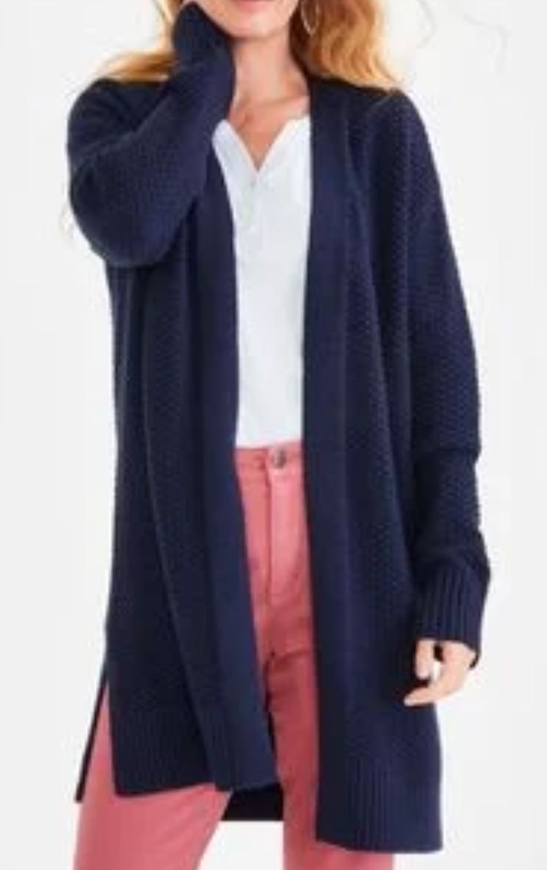 Wild Fable Women's Blue Petite Open-front Long-sleeve Cardigan Size:S