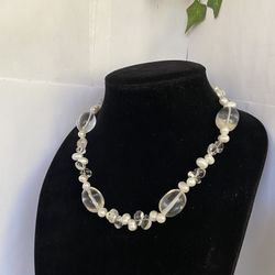 Vintage Pearls And Classy Clear Beaded Necklace
