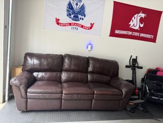 Brown Leather Reclining Sofa