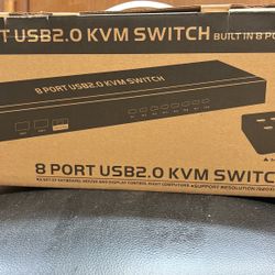 8 Port USB2.0 KVM SWITCH WITH 8 Cables Included & Smart Desktop Controller 