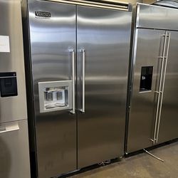 Viking 48”wide Stainless Steel Built In Refrigerator Side By Side 