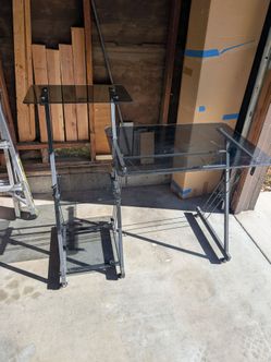 Modern Glass Top Desk w/ Shelves