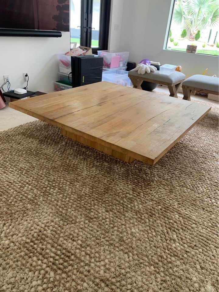 Restoration Hardware Reclaimed Natural Oak Coffee Table 60”sq. (Originally $5346)