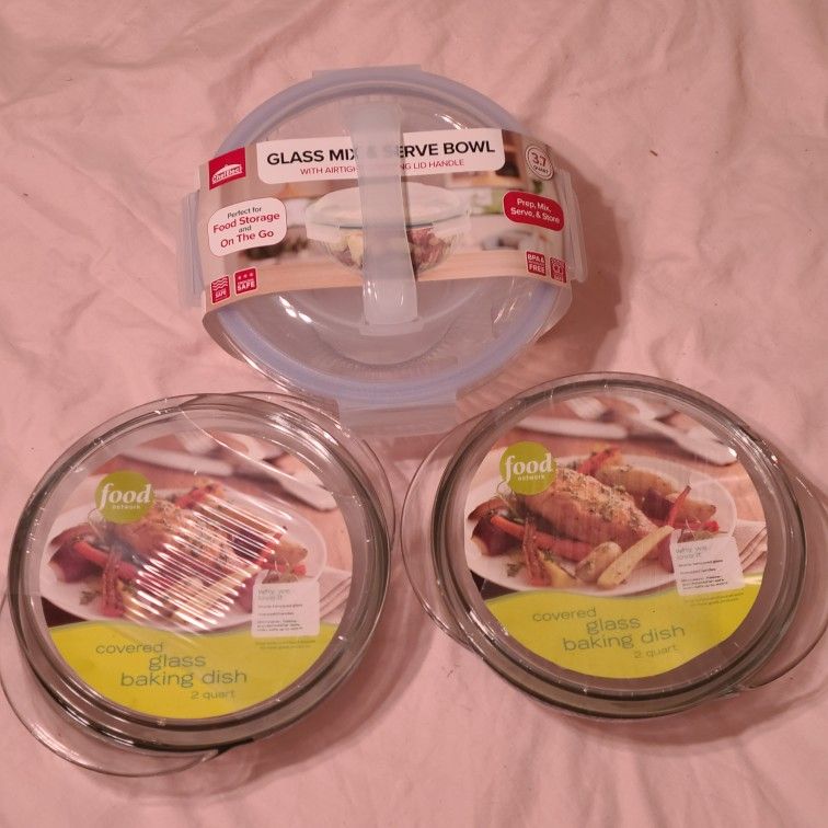 Glass Baking Dishes And Mixing Bowl Set